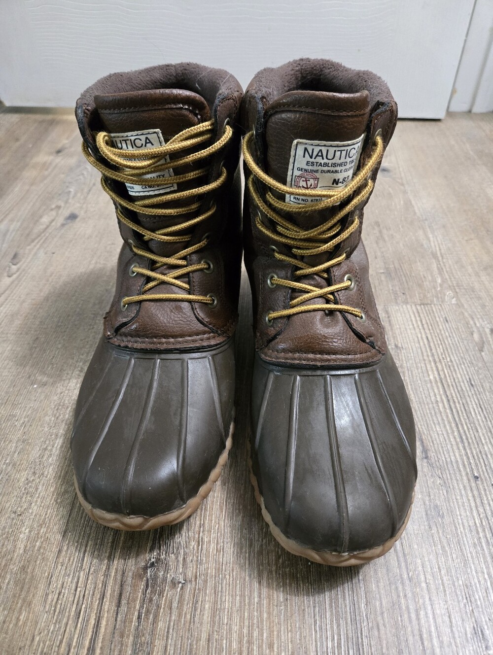 Nautica Brown Waterproof Duck Boots with Gold Laces